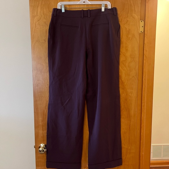 ST. JOHN COLLECTION Berrywood Purple Virgin Wool Dress Cuffed Pants NWT Size 16 - Picture 8 of 12